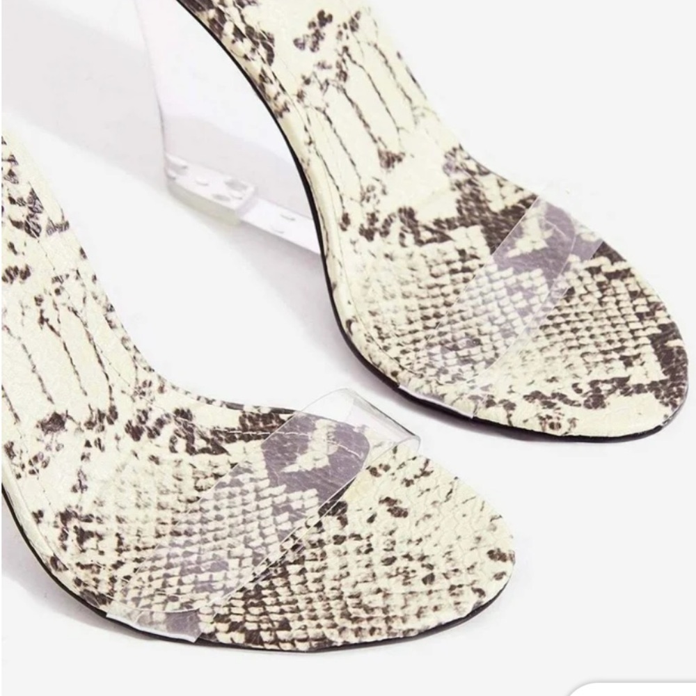Cape Robbin Magnetic Snake Translucent Wedge High Heel Tie Up Open Toe Sandal - Picture 3 of 8